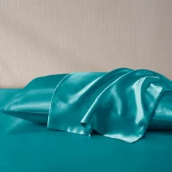 Kirkland's Home Teal Satin King 2-Pc. Pillow Case Set- Bed Sheets