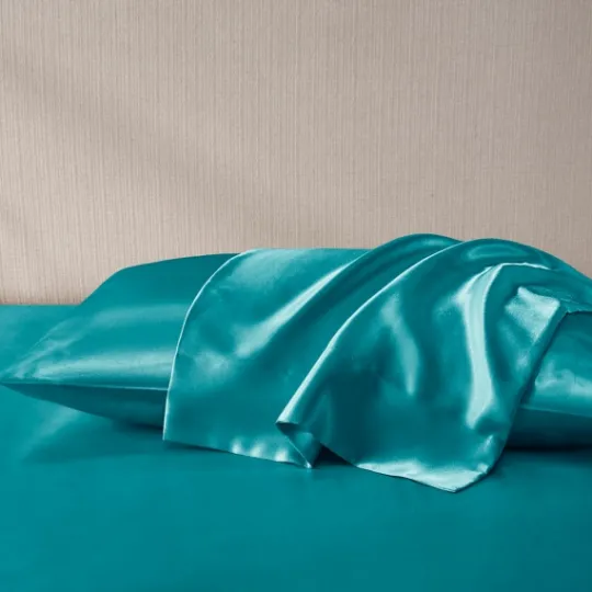Kirkland's Home Teal Satin Standard 2-Pc. Pillow Case Set- Bed Sheets