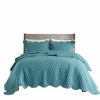 Kirkland's Home Teal Scalloped Crinkle 3-Pc. Cali King Quilt Set- Quilts