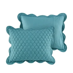 Kirkland's Home Teal Scalloped Crinkle 3-Pc. Cali King Quilt Set- Quilts