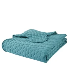 Kirkland's Home Teal Scalloped Crinkle 3-Pc. Cali King Quilt Set- Quilts