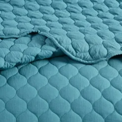 Kirkland's Home Teal Scalloped Crinkle 3-Pc. Cali King Quilt Set- Quilts