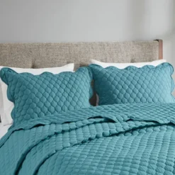 Kirkland's Home Teal Scalloped Crinkle 3-Pc. Cali King Quilt Set- Quilts