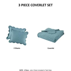 Kirkland's Home Teal Scalloped Crinkle 3-Pc. Cali King Quilt Set- Quilts