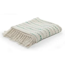 Kirkland's Home Teal Shimmer Stripe Woven Throw- Blankets & Throws