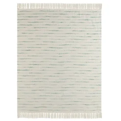 Kirkland's Home Teal Shimmer Stripe Woven Throw- Blankets & Throws