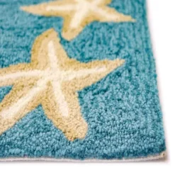 Kirkland's Home Teal Starfish Border Outdoor Area Rug, 5X7- Outdoor Rugs