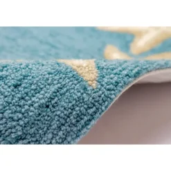 Kirkland's Home Teal Starfish Border Outdoor Area Rug, 5X7- Outdoor Rugs