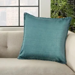 Kirkland's Home Teal With Embroidered Edge Pillow, 24 In.- Pillows