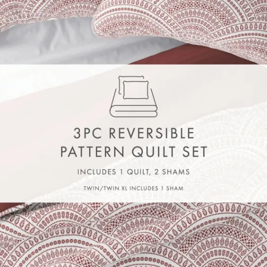 Kirkland's Home Terra Scalloped Reversible 3-Pc. King Quilt Set- Quilts