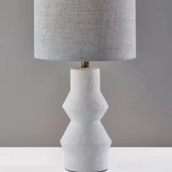 Kirkland's Home Textured Ceramic Geometric Table Lamp- Table Lamps