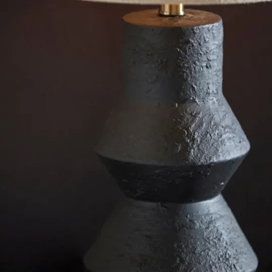 Kirkland's Home Textured Ceramic Geometric Table Lamp- Table Lamps