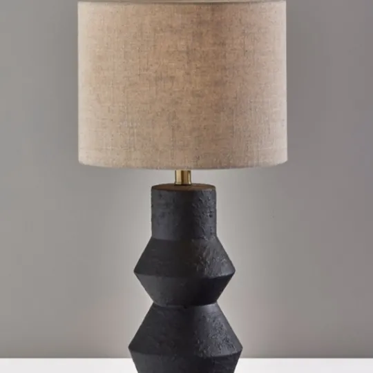 Kirkland's Home Textured Ceramic Geometric Table Lamp- Table Lamps