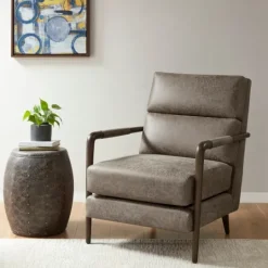 Kirkland's Home Textured Faux Leather Accent Chair- Accent Chairs