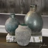 Kirkland's Home Textured Rust Ivory Glazed Vases, Set Of 3- Vases