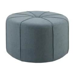 Kirkland's Home Thick Welting Center Button Oval Ottoman- Benches & Ottomans