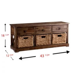 Kirkland's Home Tommy Wood And Woven Baskets Storage Bench- Entryway Furniture