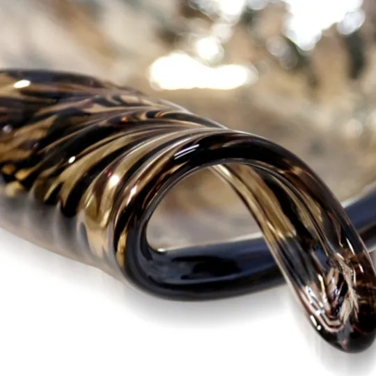Kirkland's Home Tortoise Shell Folded Edges Murano Glass Bowl- Decorative Bowls & Jars