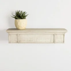 Kirkland's Home Traditional Whitewashed Wood Wall Shelf- Shelves