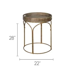 Kirkland's Home Tray Top Wood And Gold Metal Accent Table- Accent & End Tables