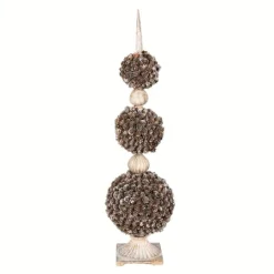 Kirkland's Home Triple Ball Pinecone Topiary On Antiqued Finial- Trees & Topiaries