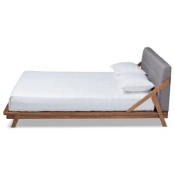 Kirkland's Home Tufted And Natural Walnut King Platform Bed- Beds & Headboards