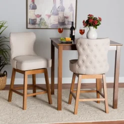 Kirkland's Home Tufted Back Swivel Counter Stools, Set Of 2- Bar Stools & Counter Height Stools