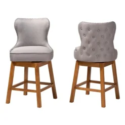 Kirkland's Home Tufted Back Swivel Counter Stools, Set Of 2- Bar Stools & Counter Height Stools