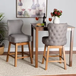 Kirkland's Home Tufted Back Swivel Counter Stools, Set Of 2- Bar Stools & Counter Height Stools