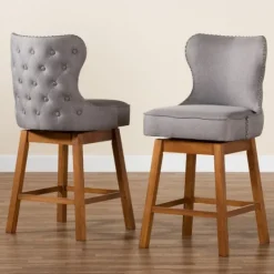 Kirkland's Home Tufted Back Swivel Counter Stools, Set Of 2- Bar Stools & Counter Height Stools