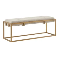 Kirkland's Home Tufted Bronze Metal Bench- Benches & Ottomans