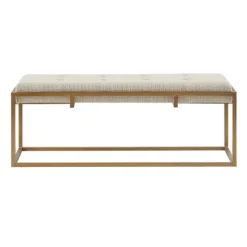 Kirkland's Home Tufted Bronze Metal Bench- Benches & Ottomans