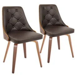Kirkland's Home Tufted Faux Leather Dining Chairs, Set Of 2- Dining Chairs