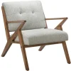 Kirkland's Home Tufted Pecan Wood Mid-Century Modern Armchair- Accent Chairs