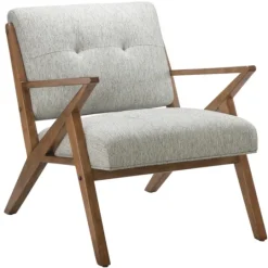 Kirkland's Home Tufted Pecan Wood Mid-Century Modern Armchair- Accent Chairs