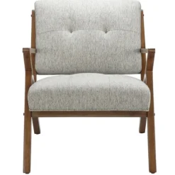 Kirkland's Home Tufted Pecan Wood Mid-Century Modern Armchair- Accent Chairs