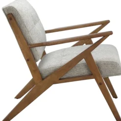 Kirkland's Home Tufted Pecan Wood Mid-Century Modern Armchair- Accent Chairs