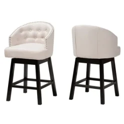 Kirkland's Home Tufted Seat Swivel Counter Stools, Set Of 2- Bar Stools & Counter Height Stools