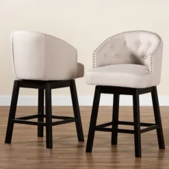 Kirkland's Home Tufted Seat Swivel Counter Stools, Set Of 2- Bar Stools & Counter Height Stools