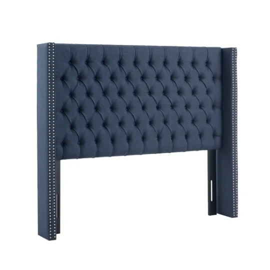 Kirkland's Home Tufted Upholstered Metal Leg Queen Headboard- Beds & Headboards