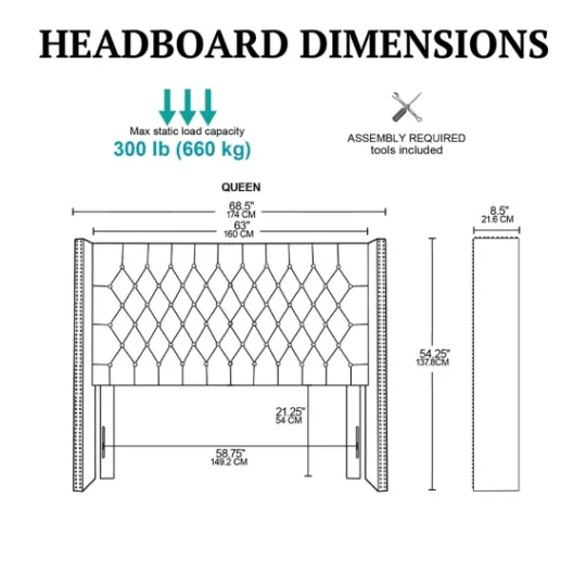 Kirkland's Home Tufted Upholstered Metal Leg Queen Headboard- Beds & Headboards