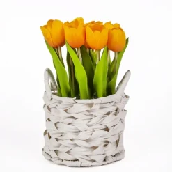 Kirkland's Home Tulip Arrangement In Basket- Arrangements & Greenery