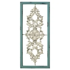 Kirkland's Home Turquoise And White Scroll Wall Plaque- Wall Plaques