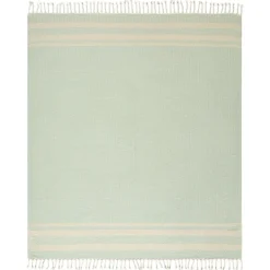Kirkland's Home Turquoise And White Stripes Cotton Throw- Blankets & Throws
