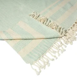 Kirkland's Home Turquoise And White Stripes Cotton Throw- Blankets & Throws