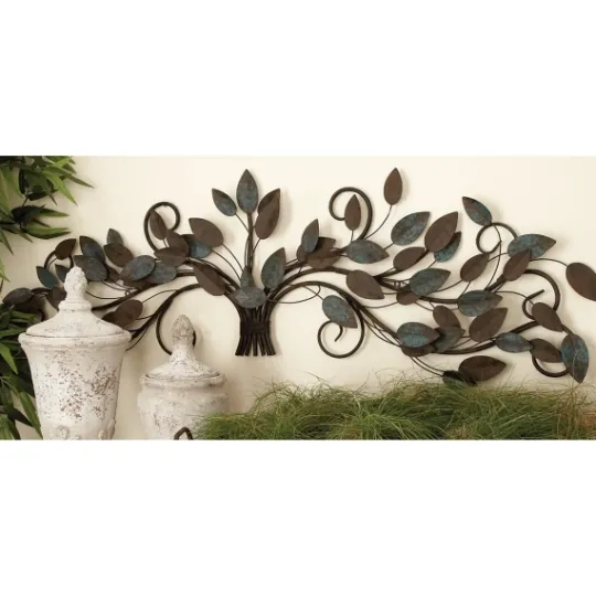Kirkland's Home Turquoise Bronze Distressed Iron Vine Wall Plaque- Wall Plaques