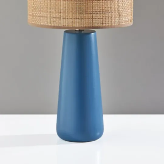 Kirkland's Home Turquoise Ceramic & Rat Shade Table Lamp- Table Lamps