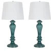 Kirkland's Home Turquoise Glass Table Lamps, Set Of 2- Table Lamps