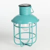 Kirkland's Home Turquoise Hanging Cage Solar Powered Lantern- Outdoor Lighting