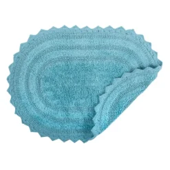 Kirkland's Home Turquoise Large Crochet Oval Bath Mat- Bathroom Rugs